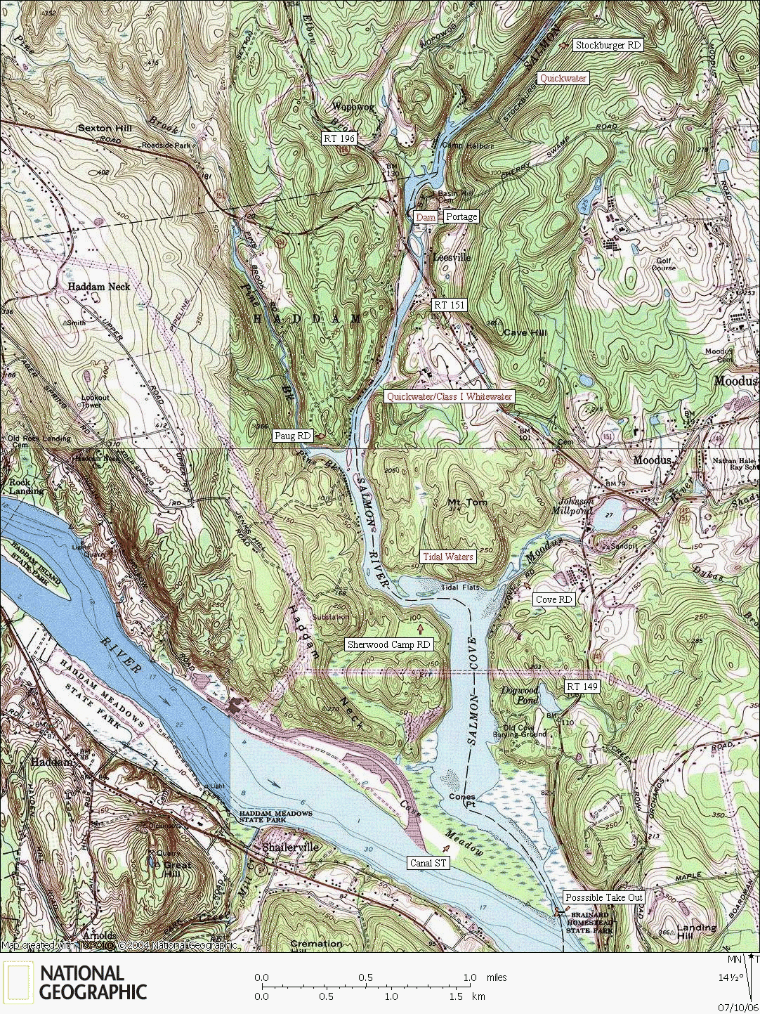 Connecticut, river, kayaking, canoeing, Map, Salmon
